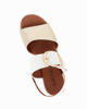 Immagine di DIVAS - Sandalo bianco e oro con doppia fascia frontale e fibbia, zeppa 6CM