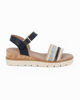 Immagine di DIVAS - Sandalo blu con fascia intrecciata e cinturino alla caviglia, zeppa 4CM
