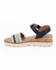 Immagine di DIVAS - Sandalo blu con fascia intrecciata e cinturino alla caviglia, zeppa 4CM