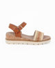 Immagine di DIVAS - Sandalo camel con fascia intrecciata e cinturino alla caviglia, zeppa 4CM
