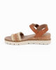 Immagine di DIVAS - Sandalo camel con fascia intrecciata e cinturino alla caviglia, zeppa 4CM