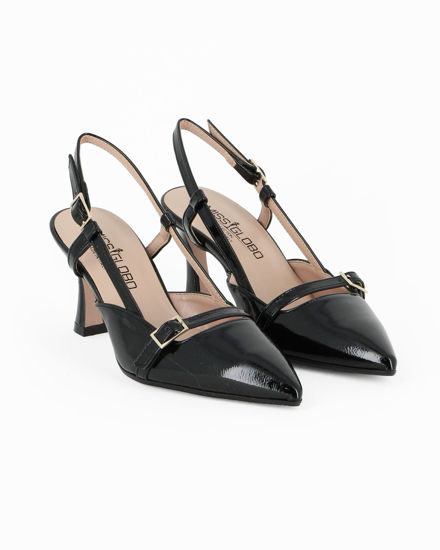 Immagine di MISS GLOBO - Décolleté slingback nera naplak con cinturino frontale, tacco 7CM - MADE IN ITALY