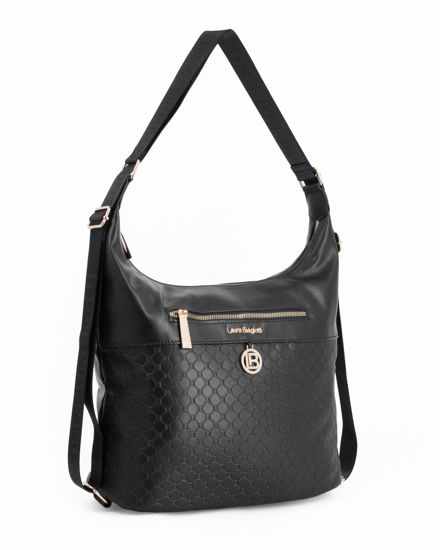 Immagine di LAURA BIAGIOTTI - Borsa/zaino nera trapuntata con tasca frontale