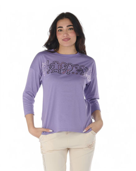 Immagine di KEITH HARING - DONNA MAGLIA MANICA 3/4 LILLA, SPACCHI LATERALI