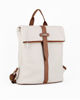 Immagine di DIVAS - Zaino beige con finiture cuoio in VERA PELLE, MADE IN ITALY
