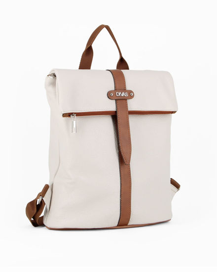 Immagine di DIVAS - Zaino beige con finiture cuoio in VERA PELLE, MADE IN ITALY
