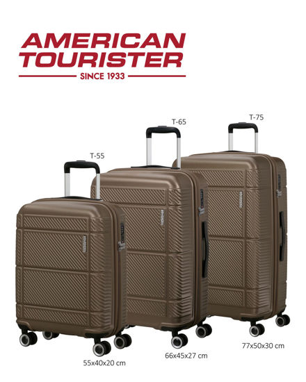 Immagine di AMERICAN TOURISTER - TROLLEY MARRONE IN ABS 4 RUOTE CON COMBINAZIONE TSA