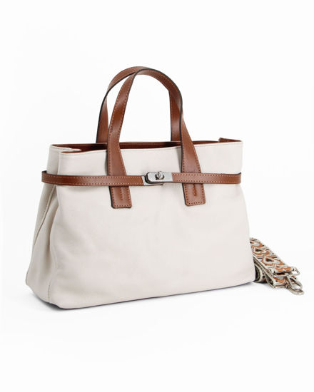 Immagine di DIVAS - Borsa due manici beige in VERA PELLE - MADE IN ITALY