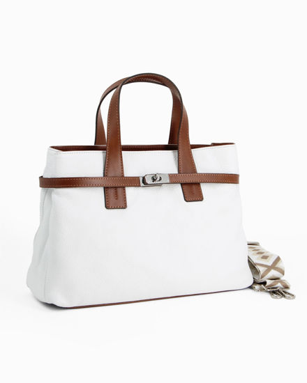 Immagine di DIVAS - Borsa due manici bianca in VERA PELLE - MADE IN ITALY