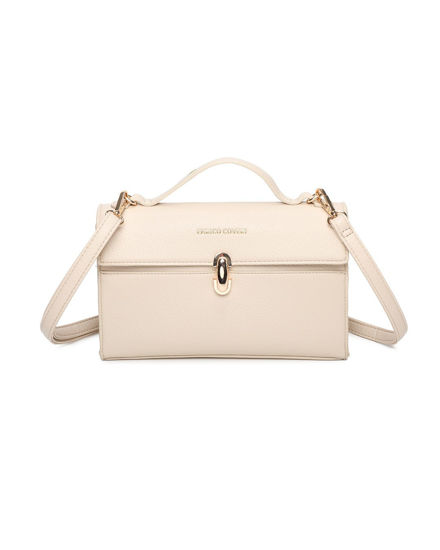 Immagine di ENRICO COVERI - Tracolla rettangolare beige con patta e chiusura a girello