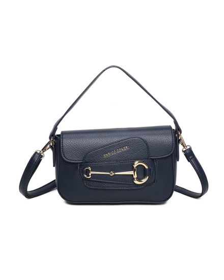 Immagine di ENRICO COVERI - Borsa a mano blu con patta e morsetto, tracolla removibile