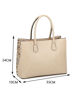 Immagine di RIFLE - Borsa due manici beige con tre scomparti interni e trama frontale zebrata a intreccio, tracolla removibile