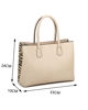 Immagine di RIFLE - Borsa due manici beige con tre scomparti interni e trama frontale zebrata a intreccio, tracolla removibile
