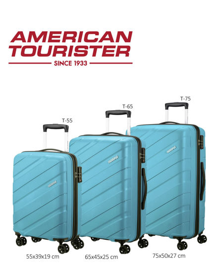Immagine di AMERICAN TOURISTER - TROLLEY AZZURRO IN ABS 4 RUOTE CON COMBINAZIONE TSA