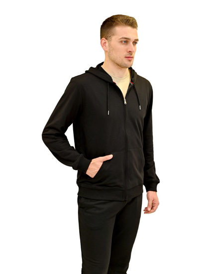 Immagine di KEY UP - FELPA NERA DA UOMO FULL ZIP  CON CAPPUCCIO