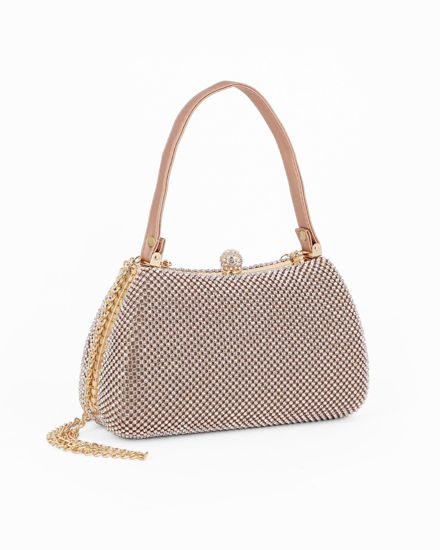 Immagine di DIVAS - Pochette rose gold tutta stass con un manico