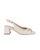 Immagine di MY JEWELS - Décolleté slingback avorio intrecciata con morsetto, tacco 5CM