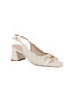 Immagine di MY JEWELS - Décolleté slingback avorio intrecciata con morsetto, tacco 5CM