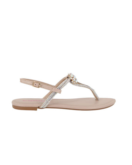 Immagine di GLOBO ROSA - Sandalo infradito beige con strass