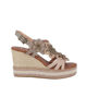 Immagine di MISS GLOBO - Sandalo beige con fiori, zeppa 9CM