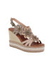Immagine di MISS GLOBO - Sandalo beige con fiori, zeppa 9CM
