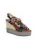 Immagine di MISS GLOBO - Sandalo beige e nero con fiori, zeppa 9CM