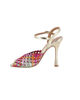 Immagine di MISS GLOBO - Sandalo platino con sottopiede in VERA PELLE e fascia intrecciata multicolor, tacco 10CM