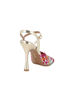 Immagine di MISS GLOBO - Sandalo platino con sottopiede in VERA PELLE e fascia intrecciata multicolor, tacco 10CM