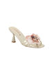 Immagine di MISS GLOBO - Sandalo mules infradito platino con fiore e punta quadrata, tacco 7,5CM