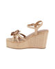 Immagine di MISS GLOBO - Sandalo beige con fiore e sottopiede in VERA PELLE, zeppa 8,5CM