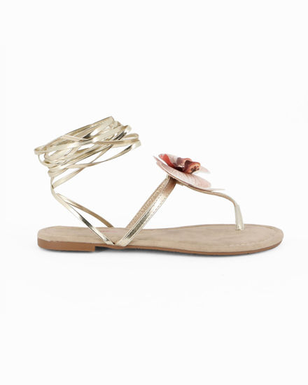 Immagine di GLOBO ROSA - Sandalo infradito lace-up platino con fiore