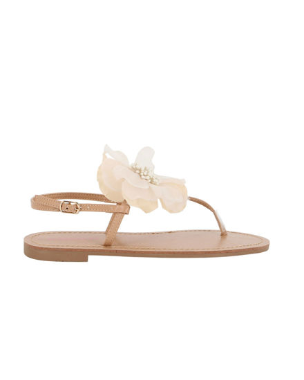 Immagine di GLOBO ROSA - Sandalo infradito beige con fiore