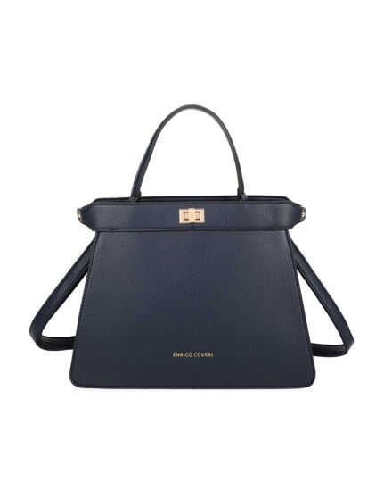 Immagine di ENRICO COVERI - Borsa a mano blu con tasca posteriore e due scomparti interni, tracolla removibile