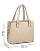 Immagine di RIFLE - Borsa a due manici beige con tre  scomparti interni e trama frontale zebrata a intreccio, tracolla removibile