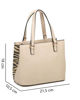 Immagine di RIFLE - Borsa a due manici beige con tre  scomparti interni e trama frontale zebrata a intreccio, tracolla removibile