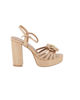 Immagine di MISS GLOBO - Sandalo beige con fiore e sottopiede in VERA PELLE, tacco 10,5CM
