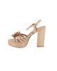 Immagine di MISS GLOBO - Sandalo beige con fiore e sottopiede in VERA PELLE, tacco 10,5CM
