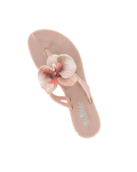 Immagine di MISS GLOBO - Ciabatta infradito nude con fiore e strass