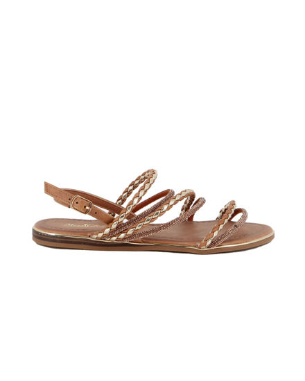 Immagine di MISS GLOBO - Sandalo slingback sabbia con cinturini intrecciati e strass