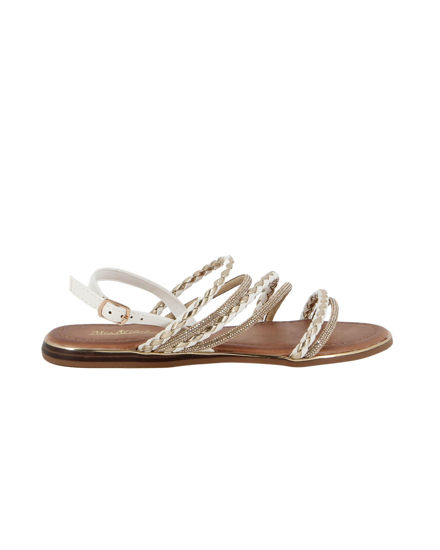 Immagine di MISS GLOBO - Sandalo slingback bianco con cinturini intrecciati e strass