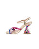Immagine di MISS GLOBO - Sandalo platino con punta quadrata e cinturini multicolor, tacco gioiello 8,5CM