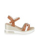 Immagine di MISS GLOBO - Sandalo platform cuoio e bianco con sottopiede in memory soft e morsetto in strass, tacco 7CM