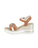 Immagine di MISS GLOBO - Sandalo platform cuoio e bianco con sottopiede in memory soft e morsetto in strass, tacco 7CM