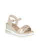 Immagine di MISS GLOBO - Sandalo platform beige con sottopiede in memory soft e morsetto in strass, tacco 7CM