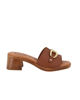 Immagine di LA MOVIDA - Ciabatta cuoio in VERA PELLE con morsetto, tacco 5CM - MADE IN ITALY