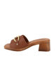 Immagine di LA MOVIDA - Ciabatta cuoio in VERA PELLE con morsetto, tacco 5CM - MADE IN ITALY