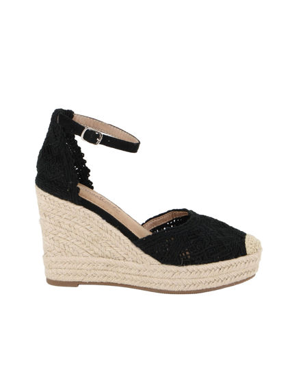 Immagine di MISS GLOBO - Espadrillas nera con cinturino alla caviglia, zeppa 10CM