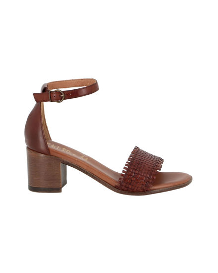 Immagine di ELLEN BLAKE - Sandalo rovere in VERA PELLE con fascia intrecciata e cinturino alla caviglia, tacco 5,5CM