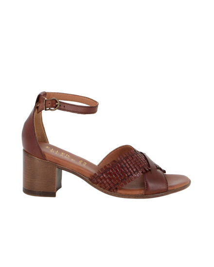 Immagine di ELLEN BLAKE - Sandalo rovere in VERA PELLE con fasce incrociate, tacco 5,5CM