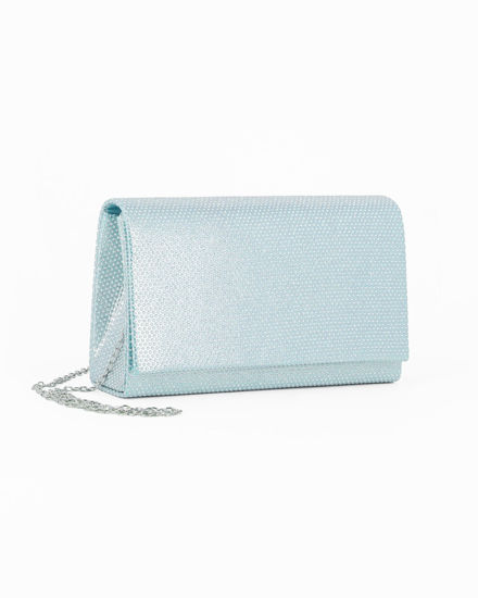 Immagine di DIVAS - Pochette turchese con patta tutta strass